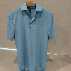 Men's Light Blue Striped Polo Golf Shirt XS Southern Tide